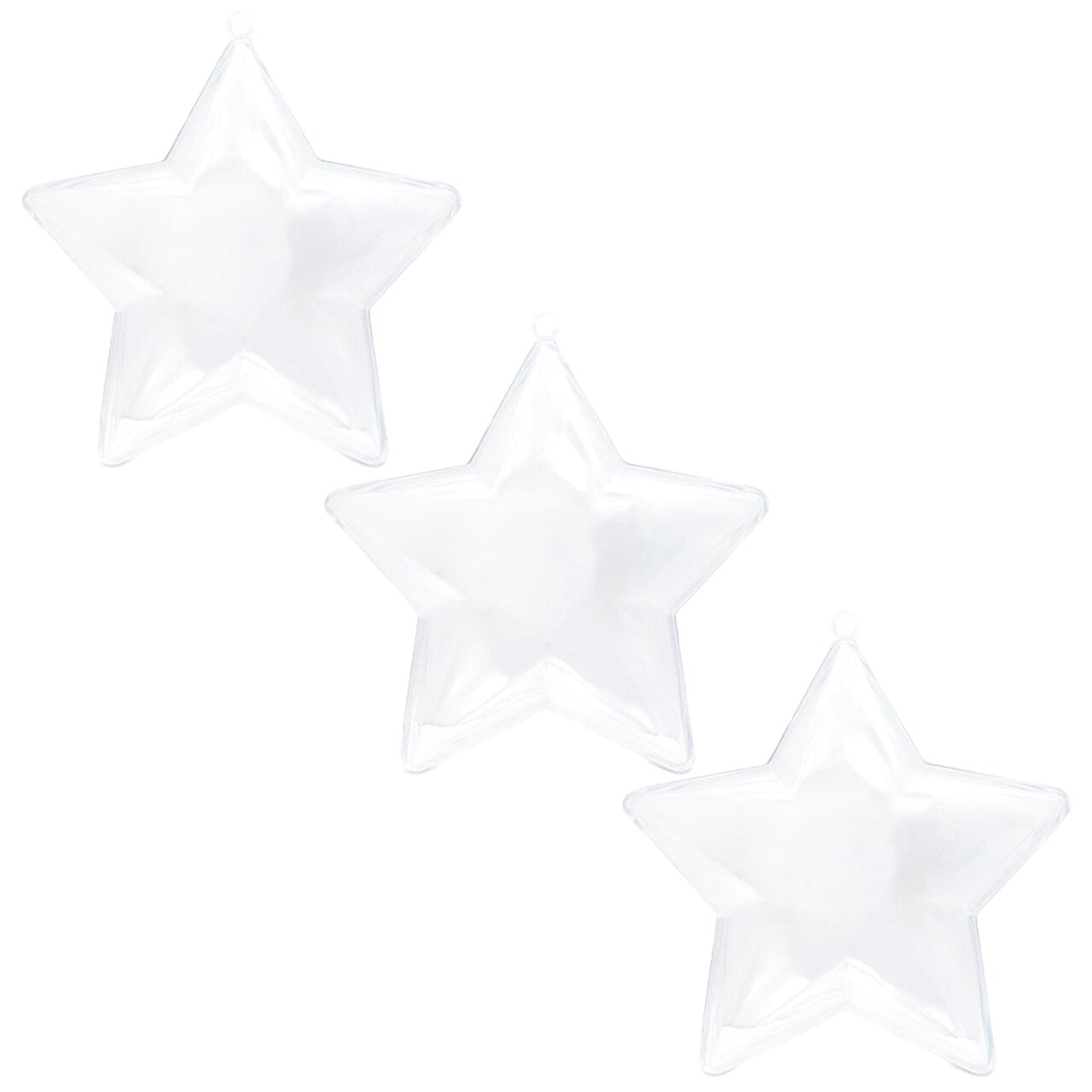 Set of 3 Openable Fillable Clear Plastic Star Christmas Ornaments DIY Craft 3.5 Inches